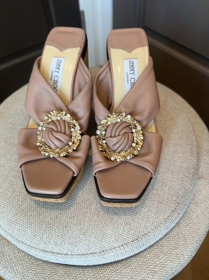 Jimmy Choo Nevara leather wedge sandals