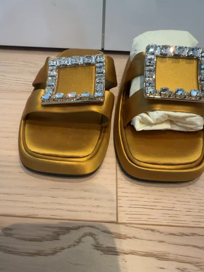 Roger Vivier Satin slides with rhinestone