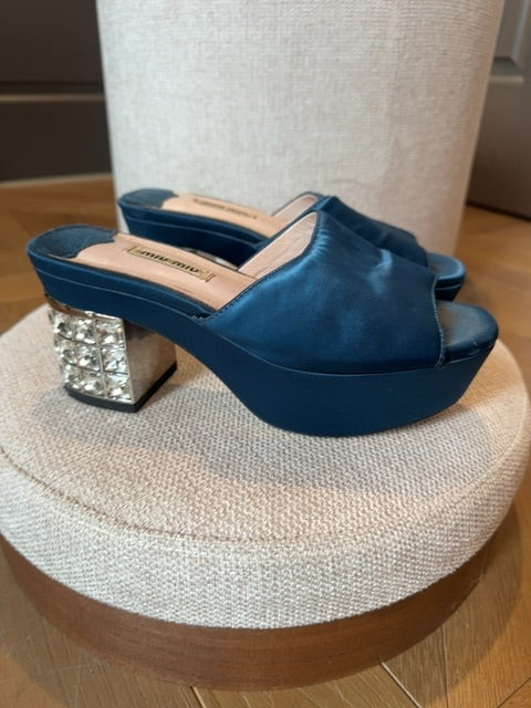 Miu Miu Satin Heels with Rhinestones