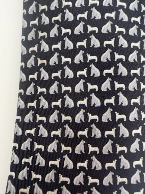 Hermes Silk Tie with Dogs