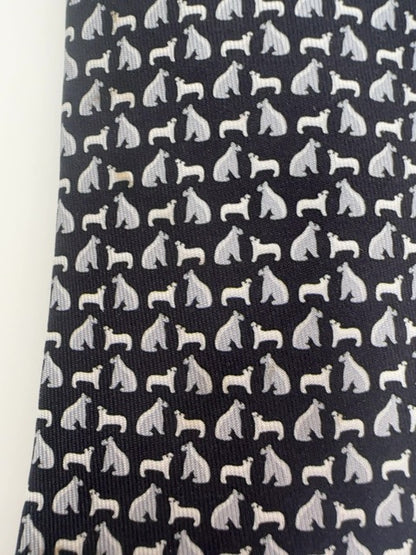 Hermes Silk Tie with Dogs