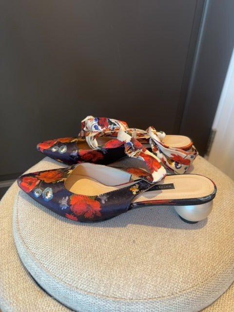 Mother of Pearl London Floral Tie Slingbacks