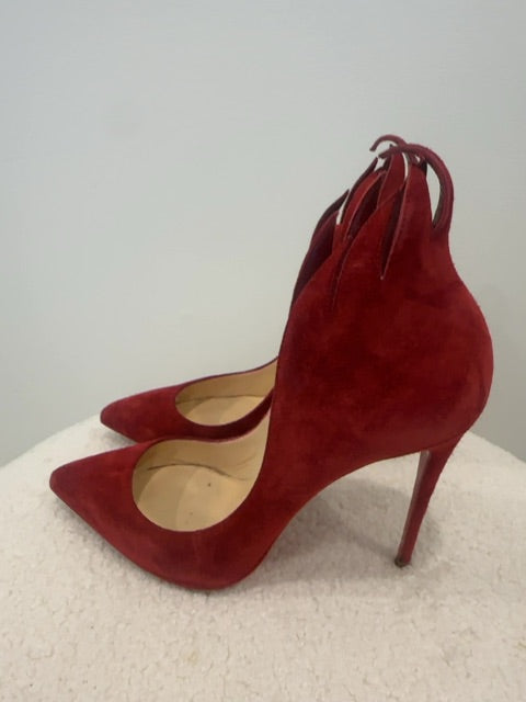Louboutins Victorina Red Suede Flame