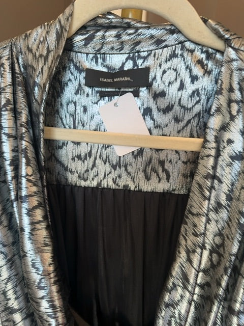 Isabel Marant Tie-Detailed Animal-Print Lamé Mini Dress