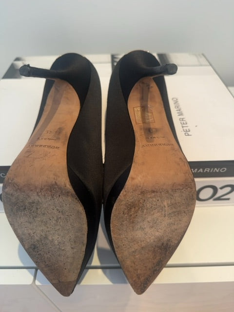 Burberry Satin Heels with Gold accent at back