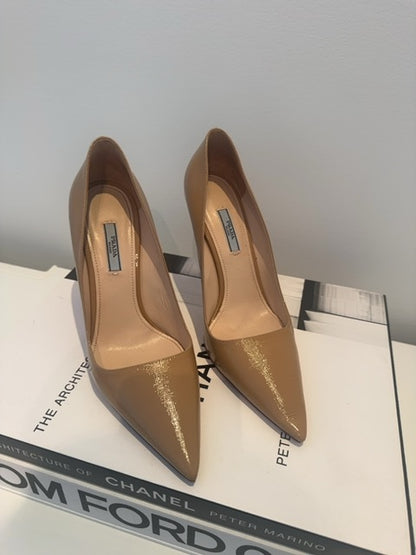 Prada Saffiano leather pointed-toe pumps with sleek stiletto hee