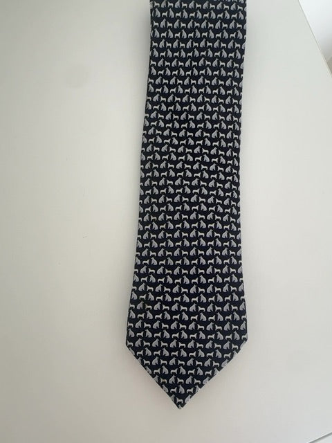 Hermes Silk Tie with Dogs